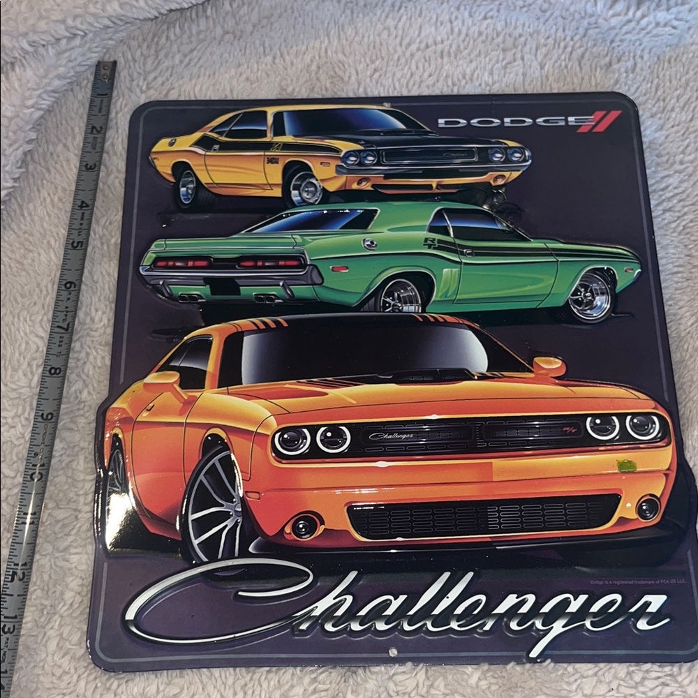 Dodge Challenger Wall Art - Orange, Green, Yellow